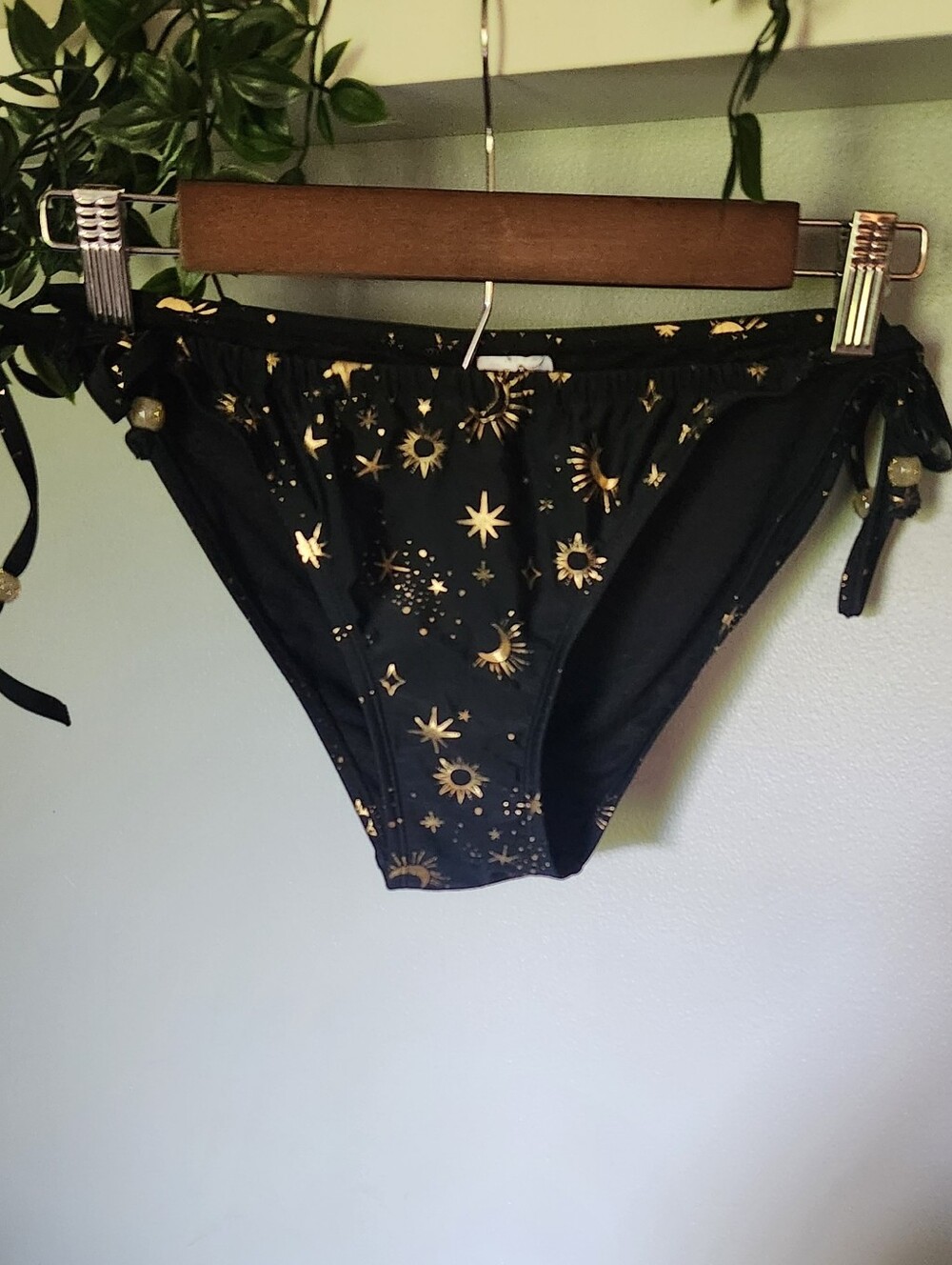 Celestial String Bikini Bottoms with Gold Accents